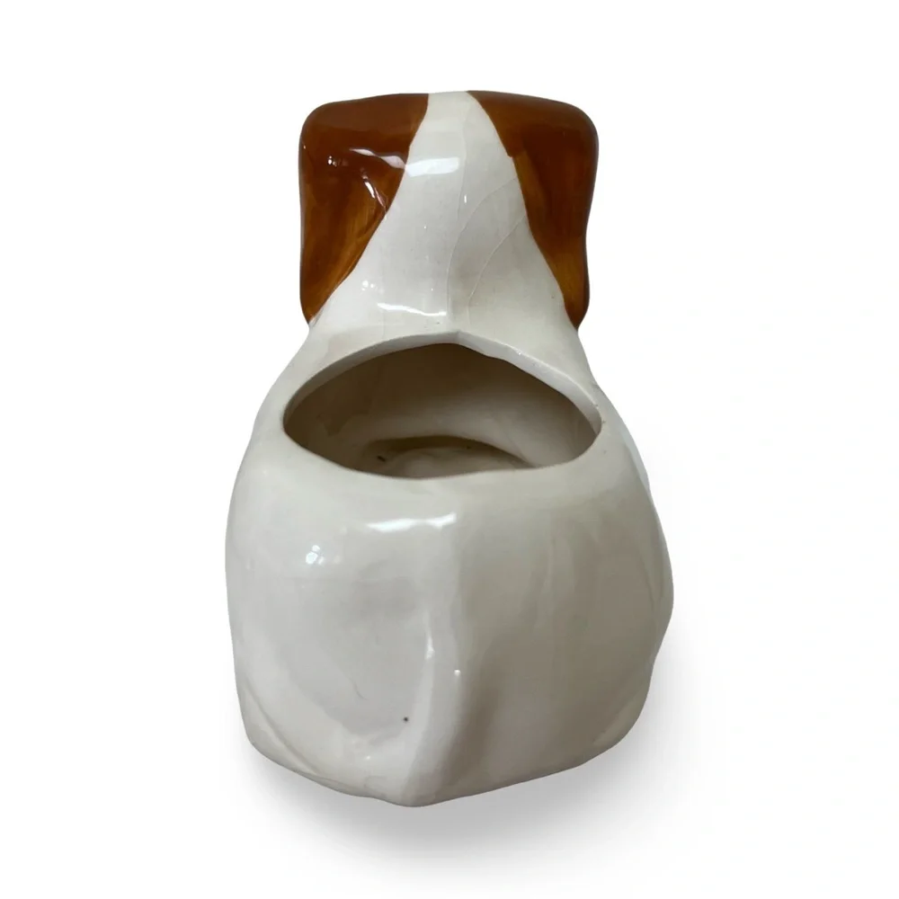 Charming Vintage Dog Planter with Faux Succulent